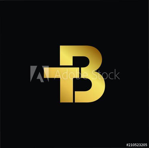 TB Logo - Initial Gold letter BT TB Logo Design with black Background Vector