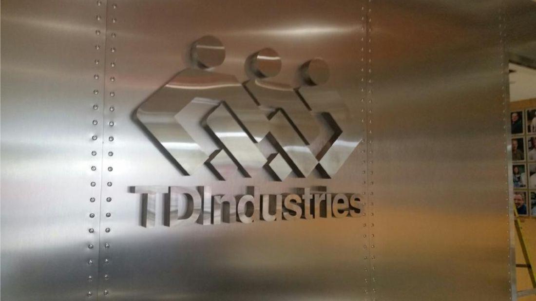 TDIndustries Logo - TD Industries Stainless Steel Logo Sign at Reception Area ...