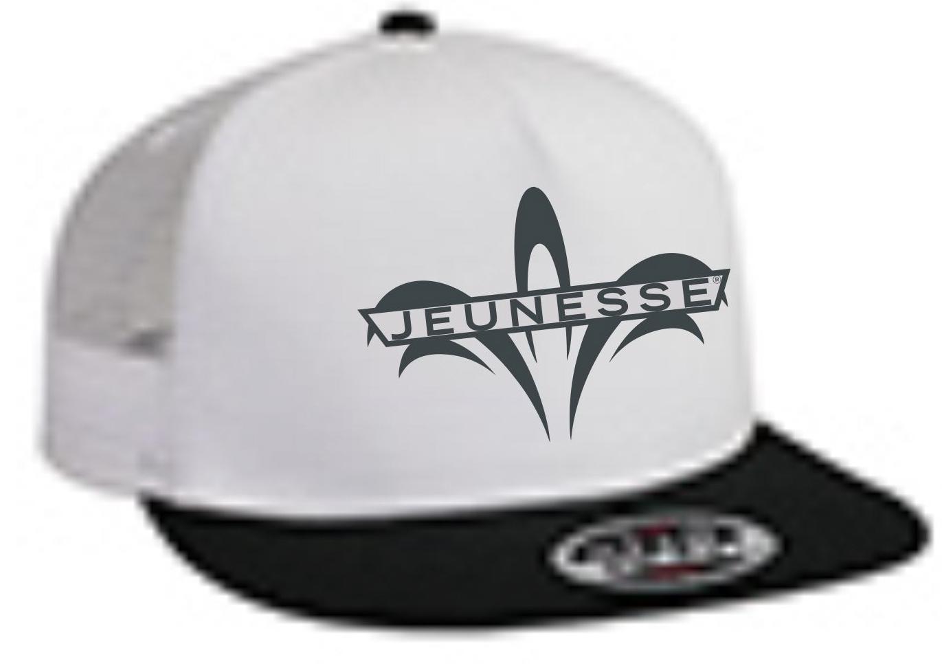 Jeunesse Logo - White and Black Hat with Grey embroidered Jeunesse logo Fast