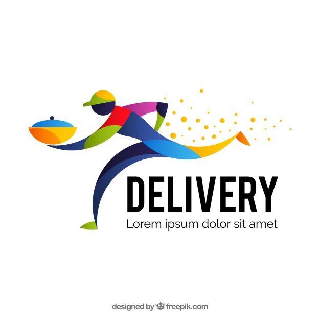 Delivery.com Logo - Delivery logo template with colorful man Vector | Free Download