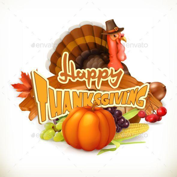 Thankgiving Logo - Happy Thanksgiving Invitation 3D Vector Logo. Fonts Logos Icons