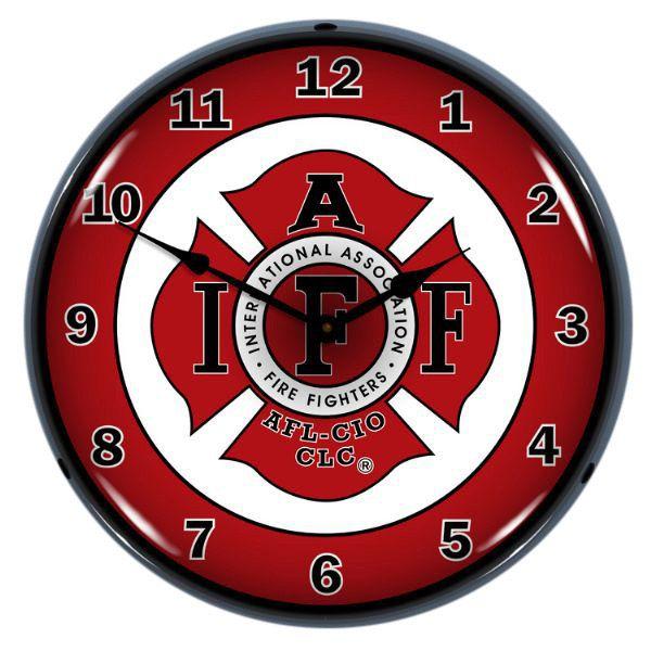 IAFF Logo - Firefighters IAFF Logo Light Up Garage Clock at Retro Planet