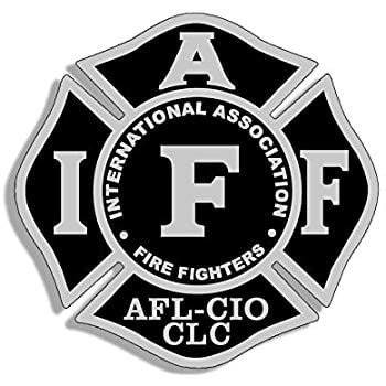 IAFF Logo - American Vinyl Black & Gray Maltese Shaped IAFF AFL CIO