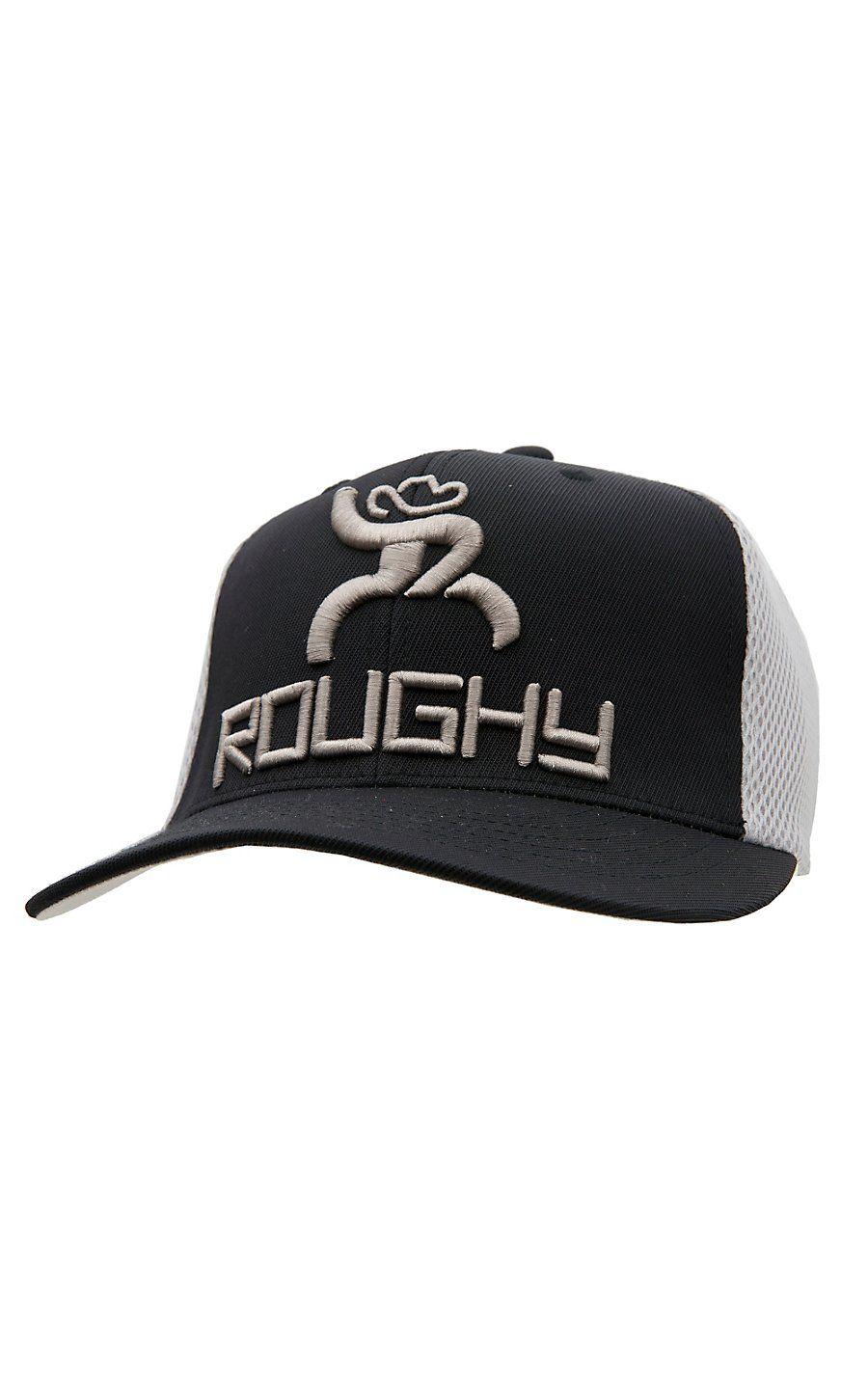 Roughy Logo - HOOey® Black with Silver Block Roughy Logo & Grey Mesh Back Cap ...