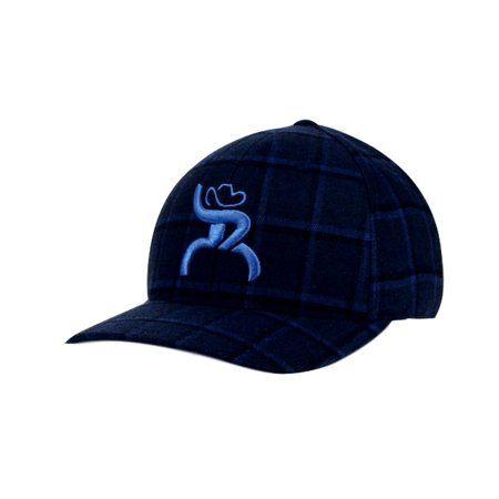 Roughy Logo - HOOey Hat Mens Baseball Flexfit Cap Roughy Logo Slim Plaid 4312BKNV ...