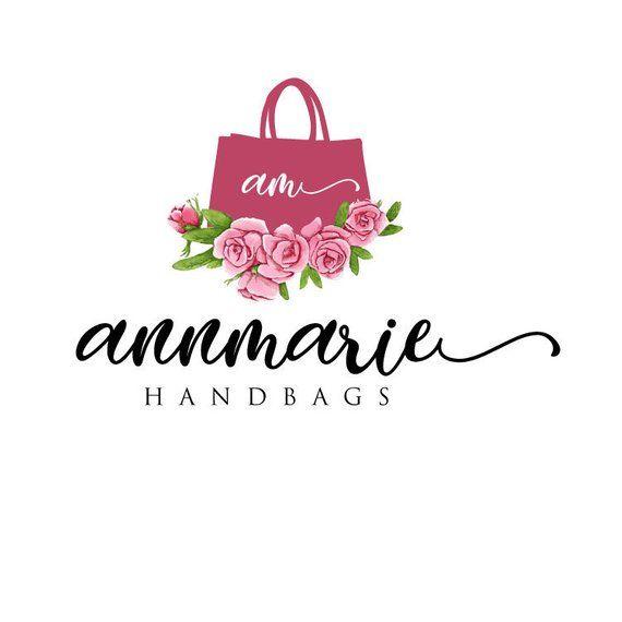 Purse Logo - Shopping Bag Logo Floral Bag Logo Design Boutique Logo
