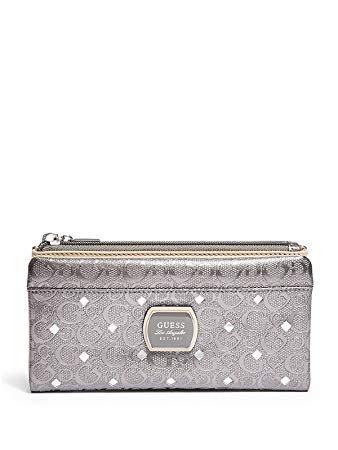 Purse Logo - GUESS PEWTER SILVER LOGO PURSE WALLET NEW WITH TAGS: Amazon