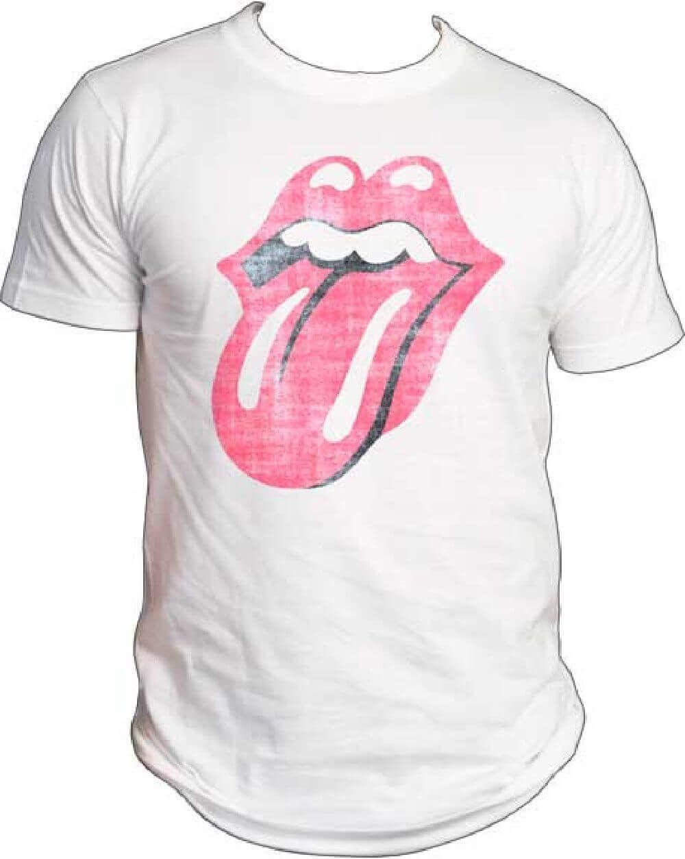 Tongue Logo - Rolling Stones Tongue Logo Men's White Vintage T-Shirt | Rocker Rags