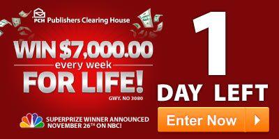 Pch.com Logo - Last Day To Enter For $000 A Week For Life!