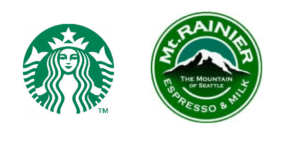 Rainier Logo - Starbucks challenge to Morinaga's Mt. Rainier logo shot down