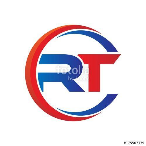 RT Logo - rt logo vector modern initial swoosh circle blue and red