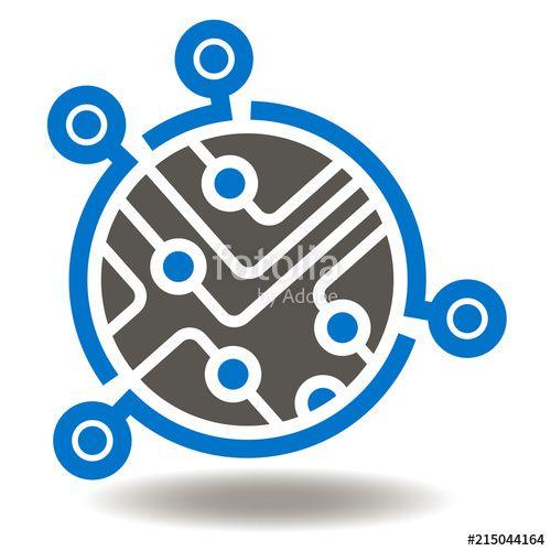 Processor Logo - Microchip Icon. Circuit board illustration. Micro controller vector