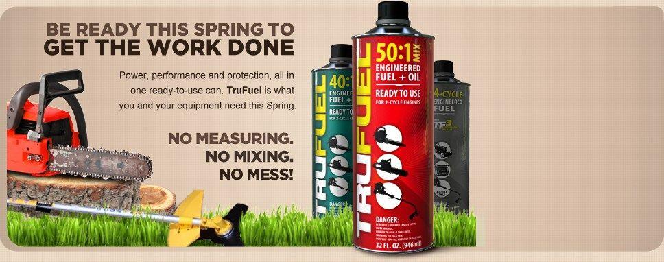 TruFuel Logo - Refill equipment after reach use to prevent ethanol damage