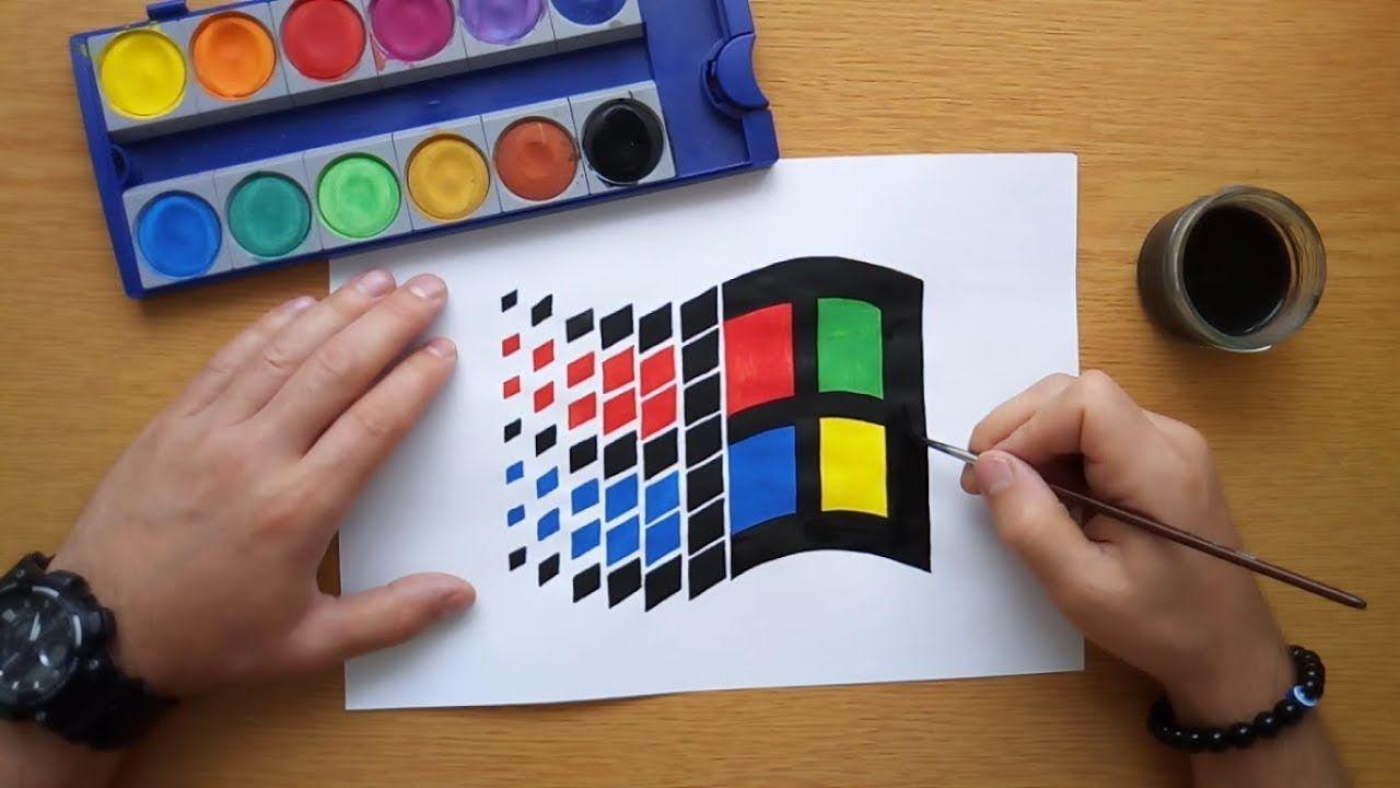 Old Windows Logo - How to draw an old Windows logo (Windows 3.1) - YouTube