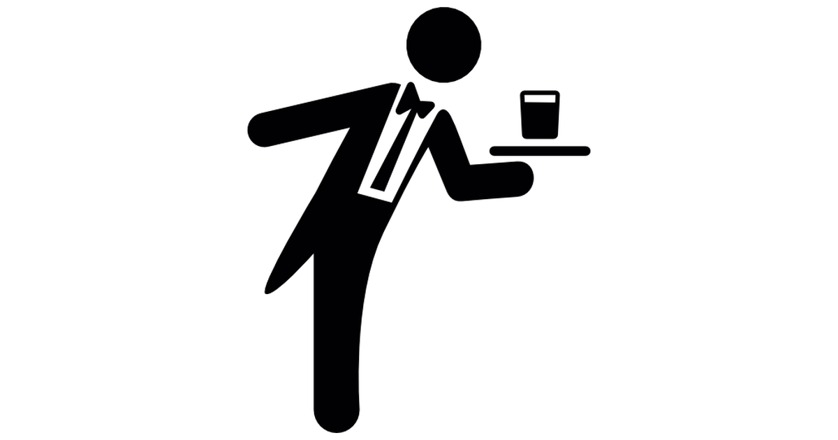 Mesero Logo - Waiter serving a drink on a tray - Free people icons