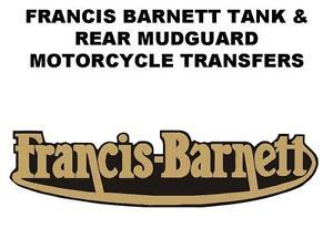 Barnett Logo - Francis Barnett Tank and Rear Number Plate Decal Transfer Motorcycle ...