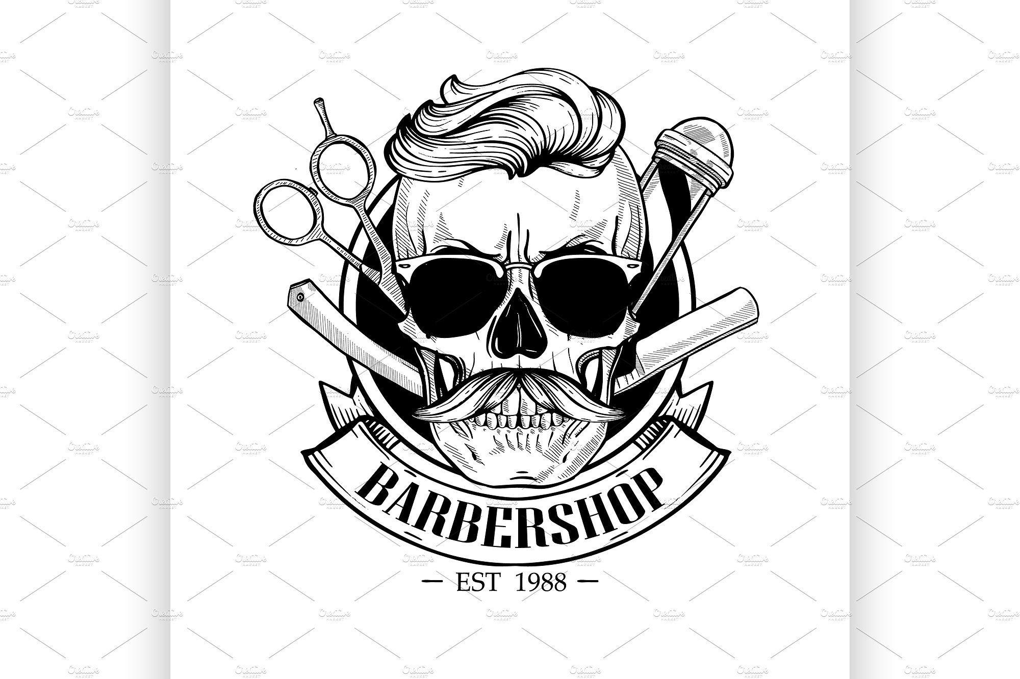 Dangerous Logo - Barbershop logo, angry sticker ~ Illustrations ~ Creative Market