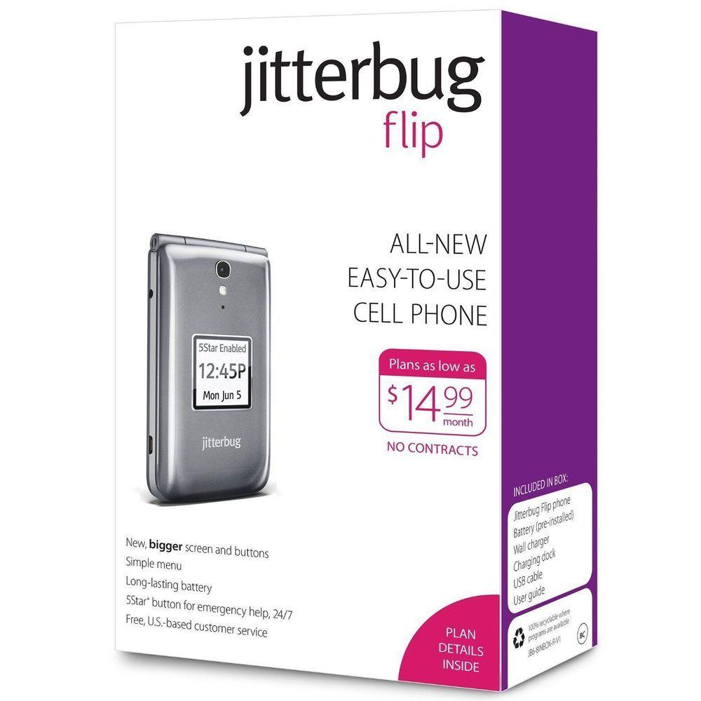 Jitterbug Logo - GREY Jitterbug Flip Easy To Use Cell Phone For Seniors GreatCall