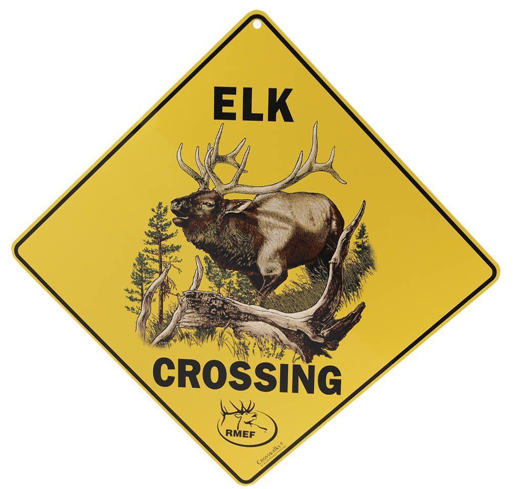 RMEF Logo - $15.00- This bright yellow elk crossing sign with RMEF logo will let