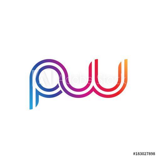 PW Logo - Initial lowercase letter pw, linked outline rounded logo, colorful ...