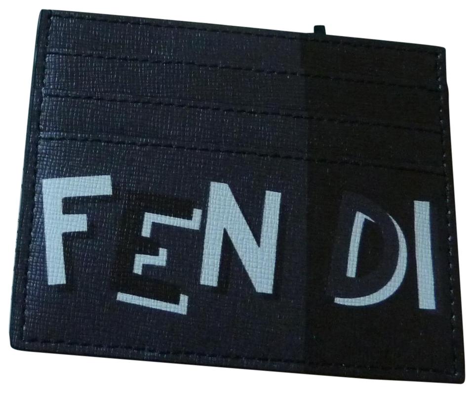 Vocabulary Logo - Fendi Gray 'vocabulary' Logo Leather Card Case Gray Black Wallet