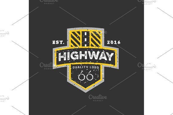 Highway Logo - Road sign, Highway 66, high-quality brand-name brand logo vector graphics,  illustration flat.