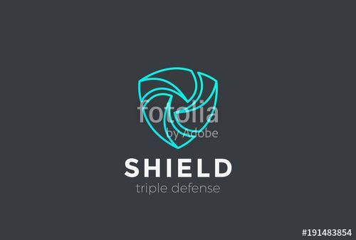 Defense Logo - Shield Teamwork protect defense Logo design vector Linear style ...