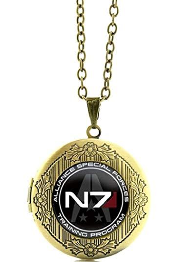 N7 Logo - Mass Effect N7 Logo Glass Domed Pendant Locket Necklace