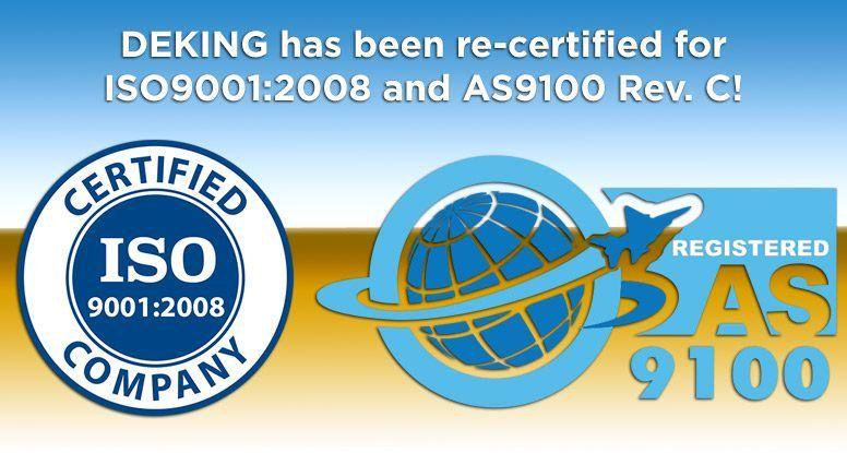 AS9100 Logo - DEKING has been re-certified for ISO9001:2008 and AS9100 Rev. C ...