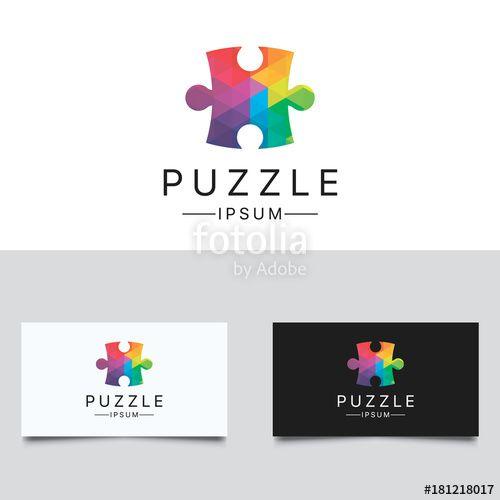 Puzzle Logo - Puzzle Logo. Colorful Low Poly Puzzle Logo Design Stock image