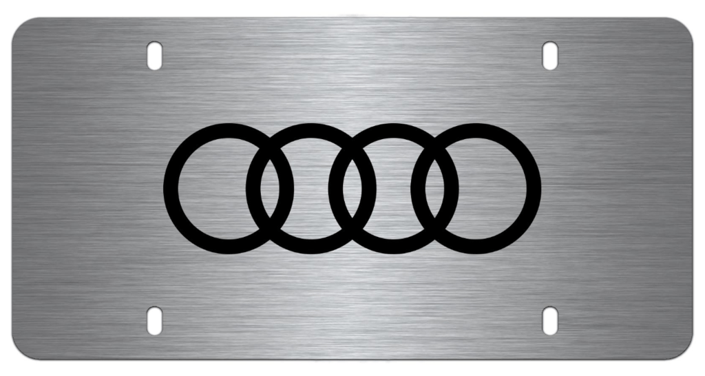 Plaque Logo - Plaque décorative avec logo Audi gravée au laser en inox brossé