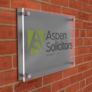 Plaque Logo - Acrylic Printed Logo Business Plaque Sign Brushed Aluminium Modern