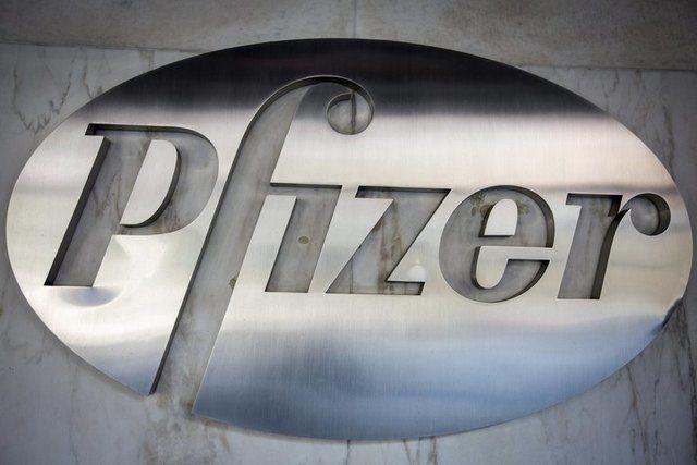 Pfizerlogo Logo - File photo of the Pfizer logo at their building in the Manhattan ...