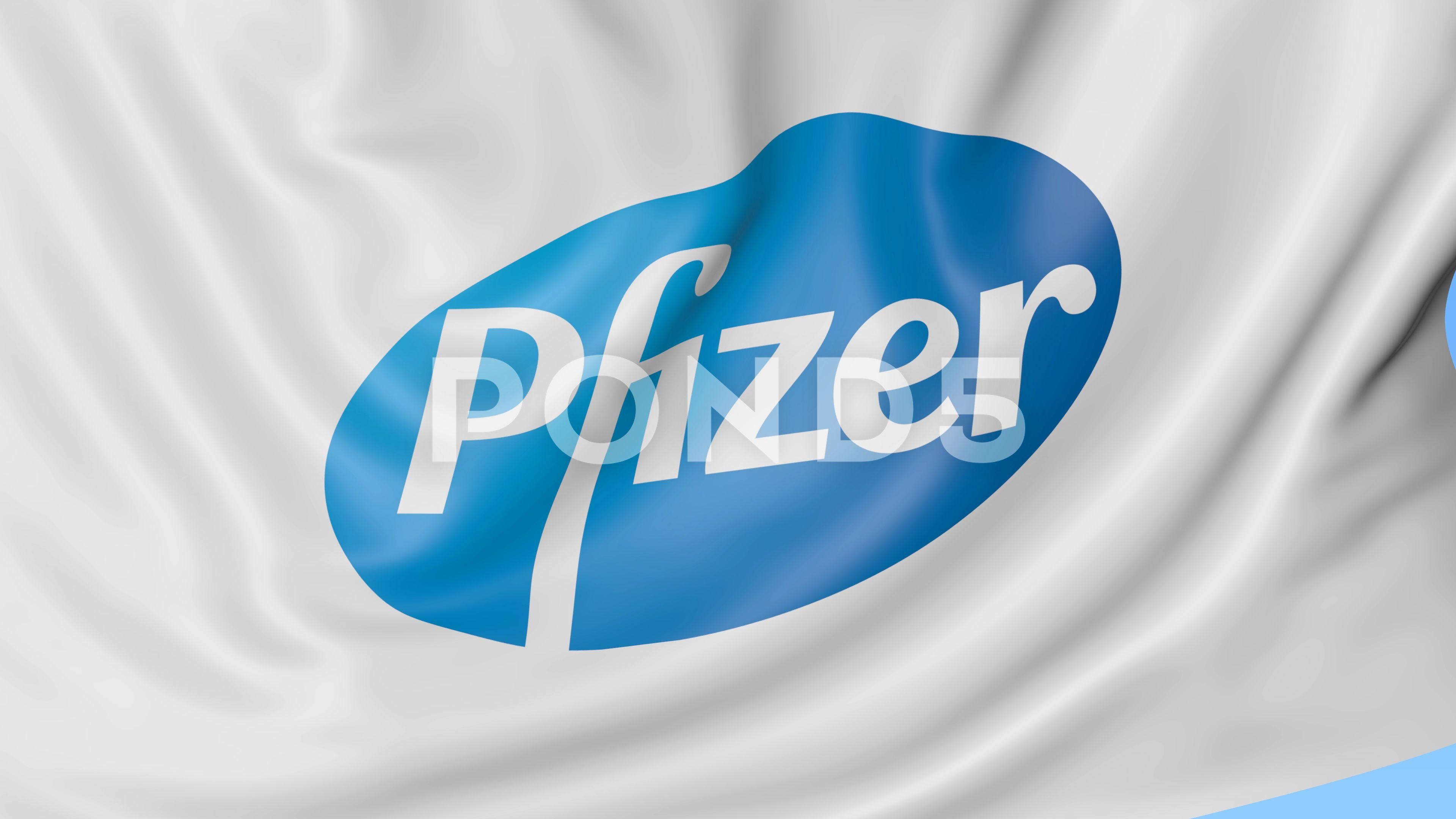 Pfizerlogo Logo - Waving flag with Pfizer logo. Seamles loop 4K editorial animation ...