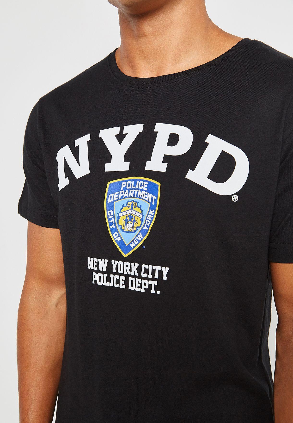 NYPD Logo - Shop Mister Tee Black NYPD Logo T Shirt MC324 For Men In Saudi
