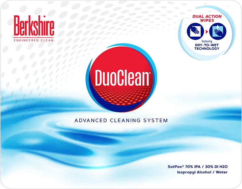 DuoClean Logo - DuoClean Burstable Pouch Wipes. Berkshire Corporation Duo Clean