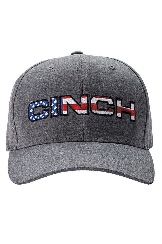Cinch Logo - GRAY CAP W/AMER FLAG LOGO - western boots, jeans and hats