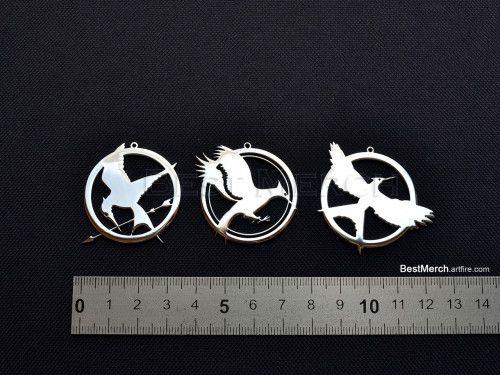 ArtFire Logo - Hunger Games Necklace Stainless Steel Mockingjay Pendant Logo Symbol