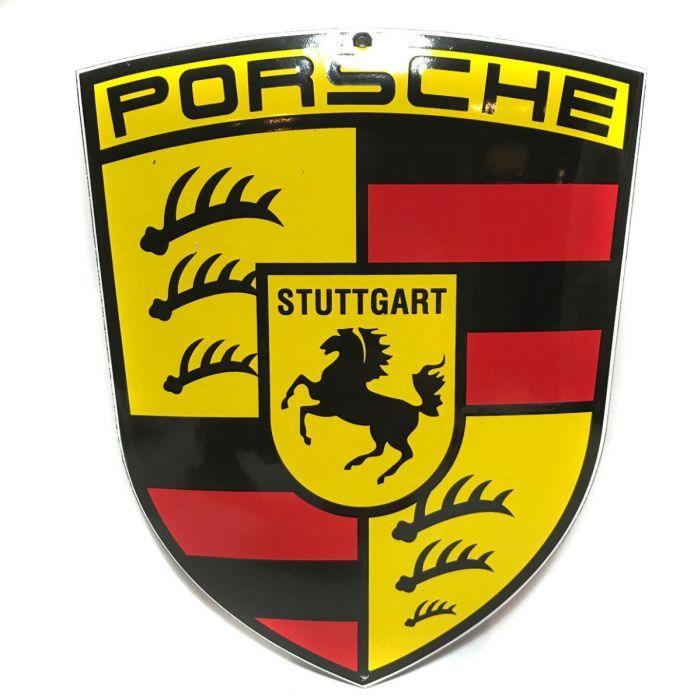 Prshe Logo - Porsche Logo Enamel Sign 19 x 14 cm - FiftiesStore.com