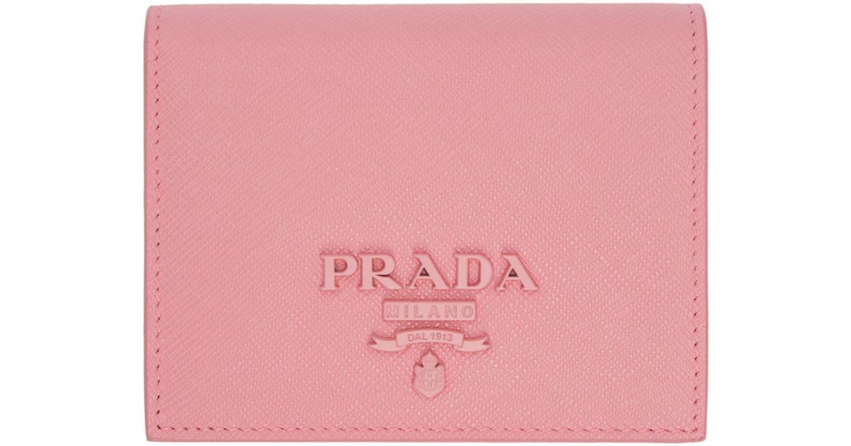 Pinnk Logo - Prada Pink Logo Foldover Wallet in Pink - Lyst