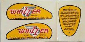 Whizzer Logo - water slide transfer decal logo vintage Whizzer motorbike bicycle