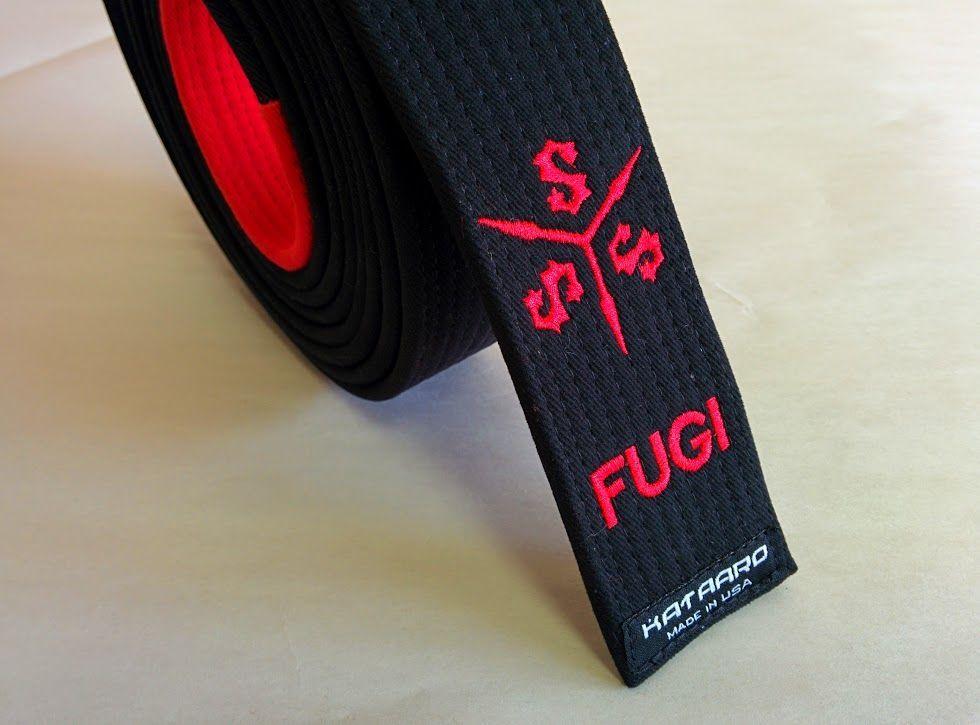 Fugi Logo - Embroidered SSS logo and FUGI on jujitsu black belt. #Kataaro
