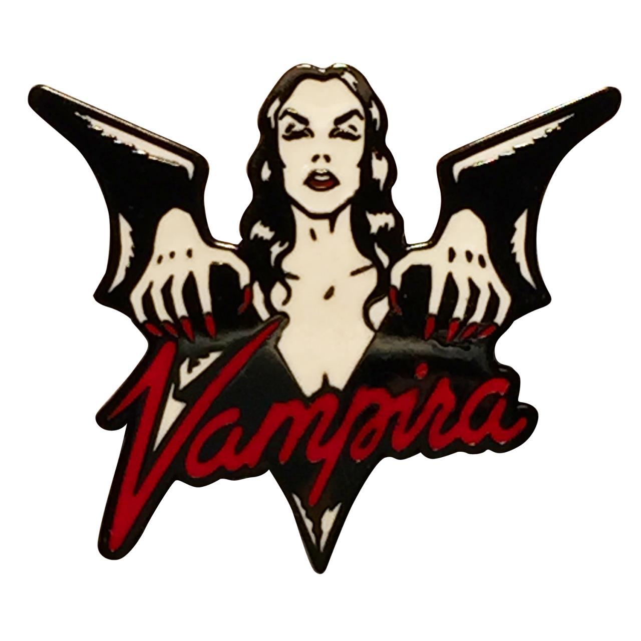 Vampira Logo - Vampira Enamel Pin - Imperfect - Retro-a-go-go!