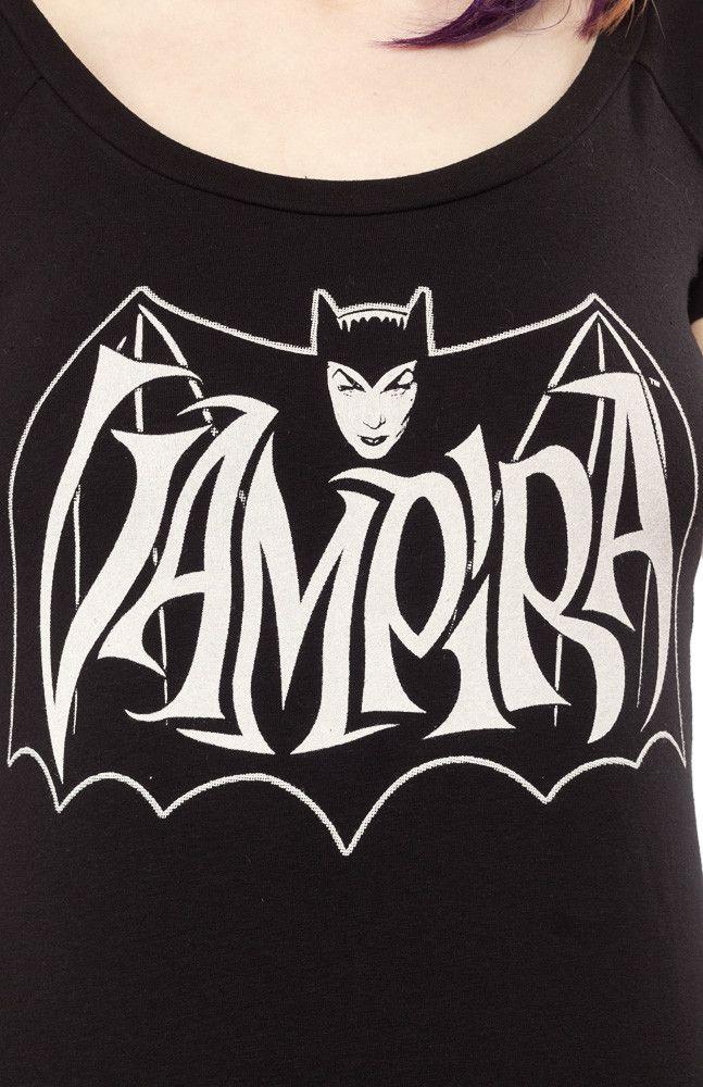 Vampira Logo - KREEPSVILLE VAMPIRA BAT LOGO WIDENECK GIRLY TEE - Sourpuss Clothing