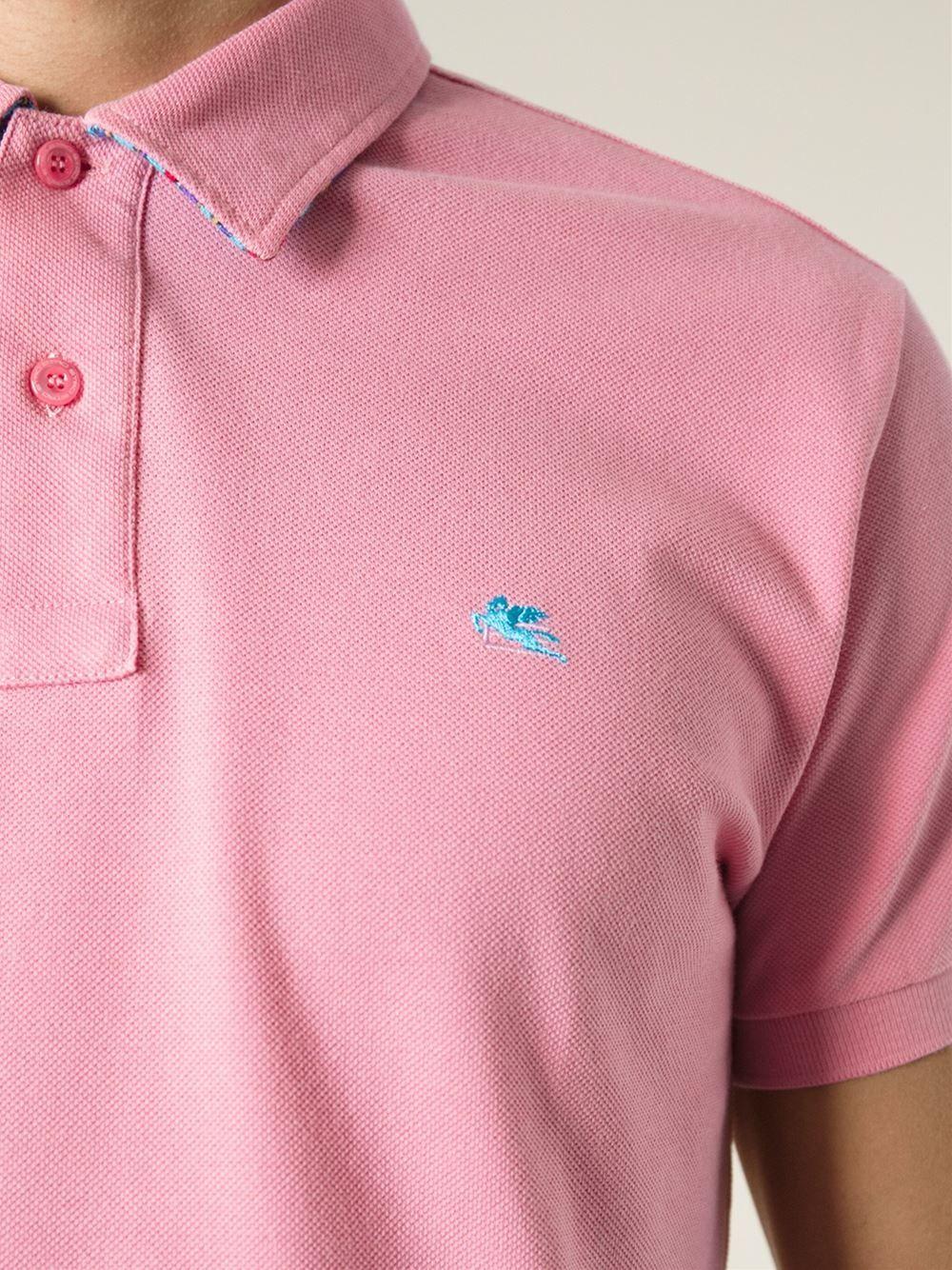 Etro Logo - Etro Logo Embroidered Polo Shirt In Pink For Men
