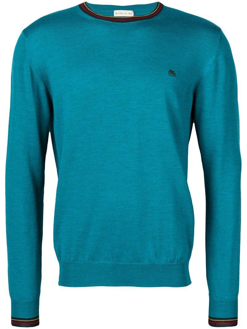 Etro Logo - Etro Logo Long-Sleeve Sweater - Blue | ModeSens