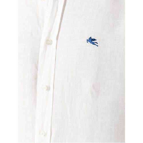 Etro Logo - Men's Etro Logo Embroidered Shirt 991 Linen Flax 100% 1K1626500 11905325