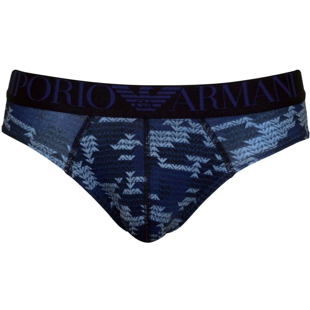 Camo Eagle Logo - Emporio Armani Allover Eagle Logo Camo Brief, Blue/Navy | UnderU
