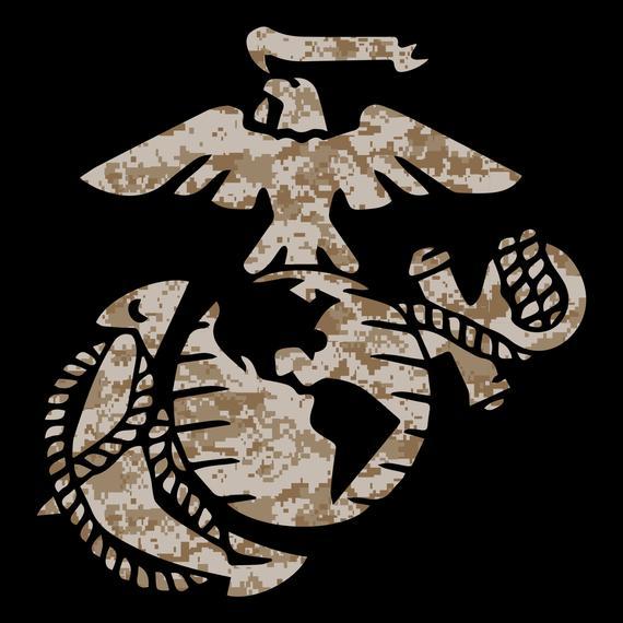 Camo Eagle Logo - United States Marine Corps Decal Desert MARPAT Camo Eagle
