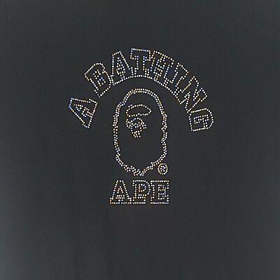 Rhinestone Logo - BAPE A BATHING APE Rhinestone Logo Short Sleeve Crewneck T-Shirt ...